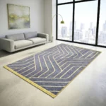 Modern Geometric Gold Line Grey Printed Rug - CPR2223