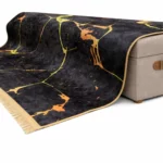 Modern Geometric Gold Line Grey Printed Rug - CPR2224