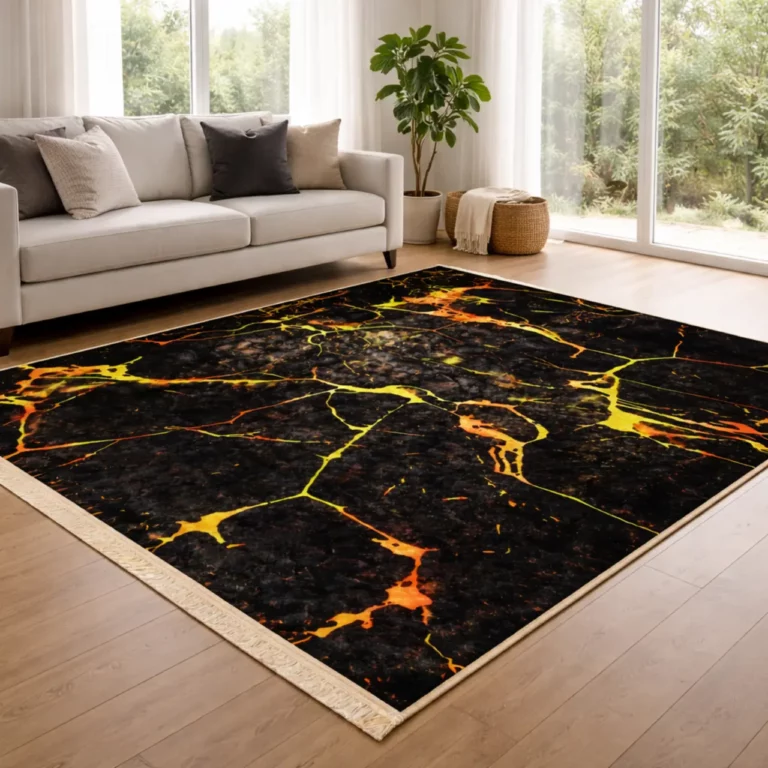 Modern Geometric Gold Line Grey Printed Rug - CPR2224