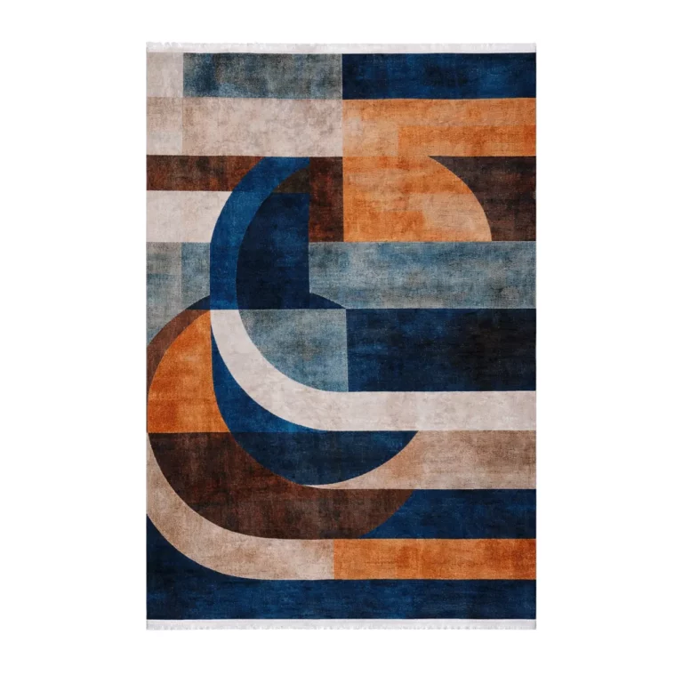 Modern Abstract Curve Block Printed Rug - CPR2225