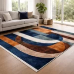 Modern Abstract Curve Block Printed Rug - CPR2225