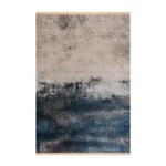 Modern Abstract Navy Beige Printed Rug - CPR2226