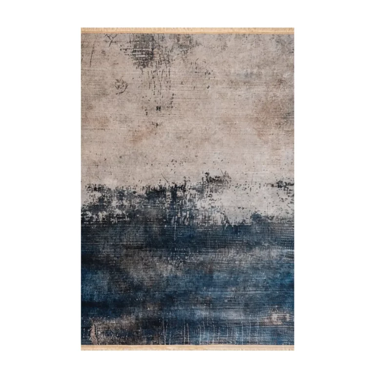 Modern Abstract Navy Beige Printed Rug - CPR2226