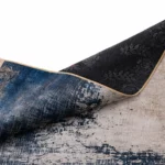 Modern Abstract Navy Beige Printed Rug - CPR2226