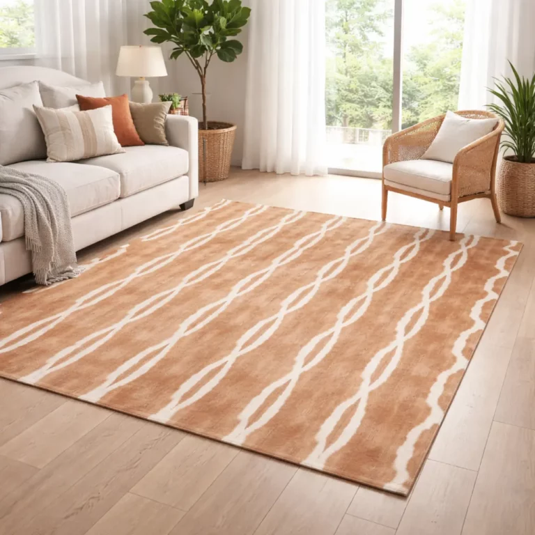 Modern Tan Linear Plush Carpet - Rabbit Line- CPL3301
