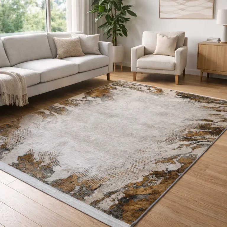 Modern Rust Grey Printed Rug - CPR2227