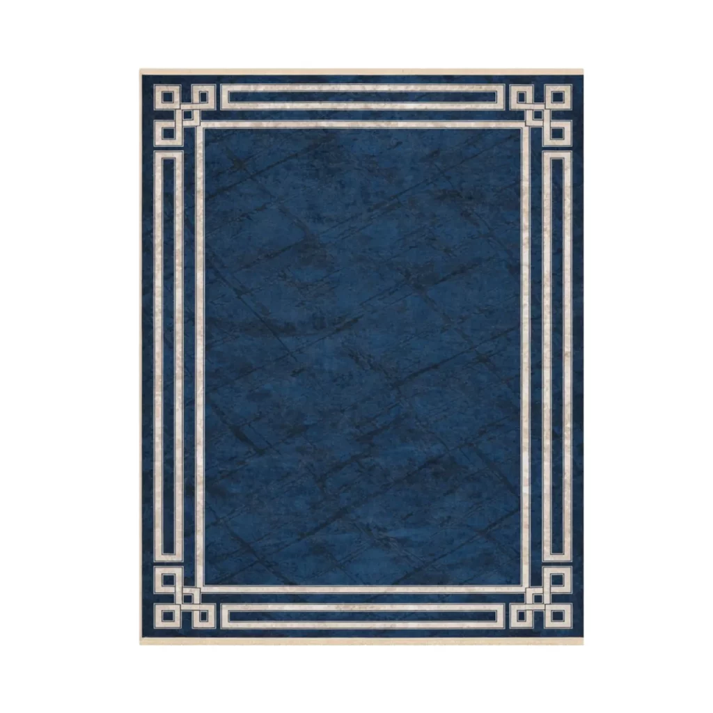 Modern Luxe Blue Geometric Printed Rug - CPR2228