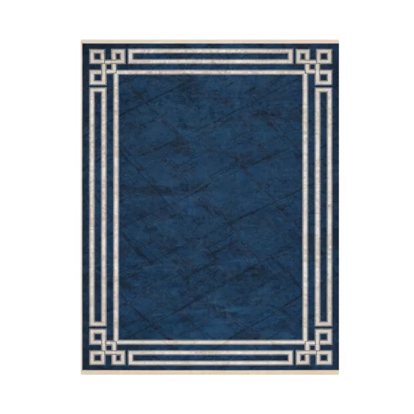 Modern Luxe Blue Geometric Printed Rug - CPR2228