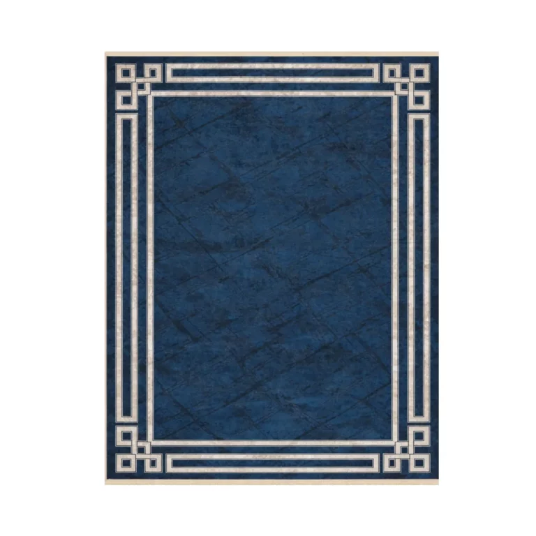 Modern Luxe Blue Geometric Printed Rug - CPR2228