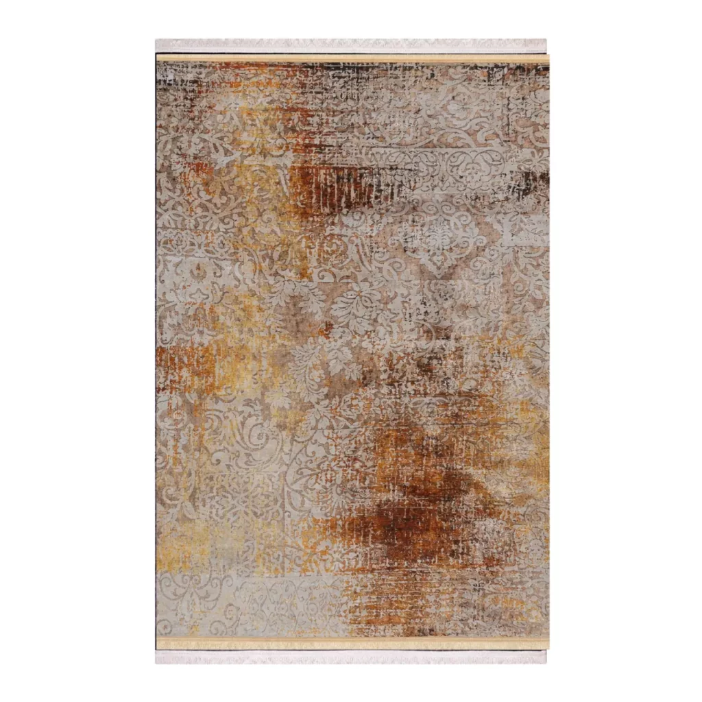 Modern Vintage Abstract Beige & Rust Printed Rug - CPR2229