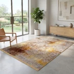 Modern Vintage Abstract Beige & Rust Printed Rug - CPR2229