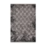 Geometric Charcoal Grey & Black Printed Rug - CPR2230