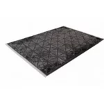 Geometric Charcoal Grey & Black Printed Rug - CPR2230