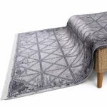 Geometric Charcoal Grey & Black Printed Rug - CPR2230
