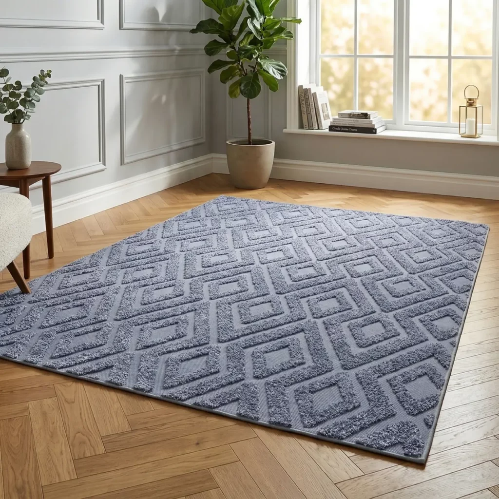 Modern Diamond Textured Grey Carpet – CSR4405
