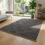 Modern Brown Geometric Shaved Carpet – CSR4407