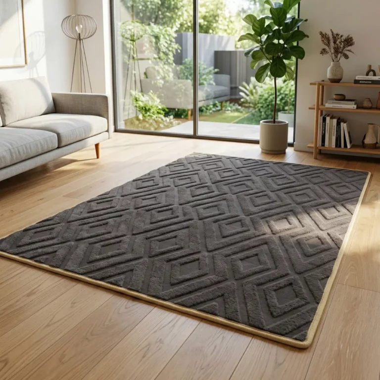 Modern Brown Geometric Shaved Carpet – CSR4407