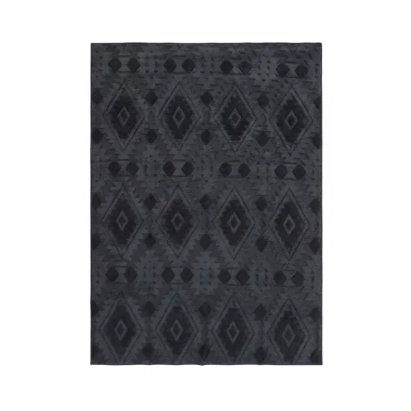 Modern Geometric Textured Charcoal Carpet – CSR4403