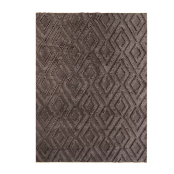 Modern Brown Geometric Shaved Carpet – CSR4407