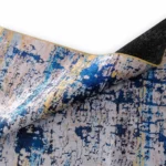 Abstract Blue & Gold Pattern Carpet with Fringe - CPR2202