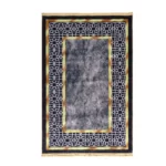 Geometric Grey & Gold Border Carpet - CPR2203