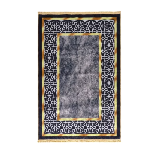 Geometric Grey & Gold Border Carpet - CPR2203