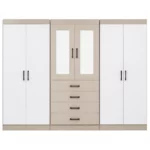 6-Door Mirror Wardrobe with Drawers - MW796
