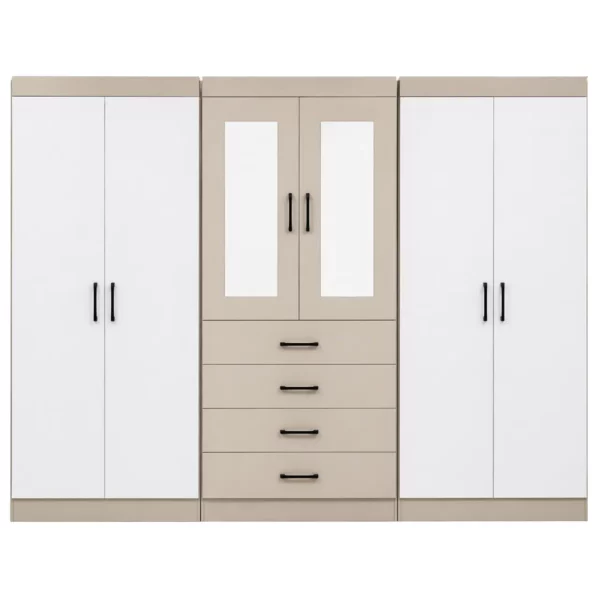 6-Door Mirror Wardrobe with Drawers - MW796