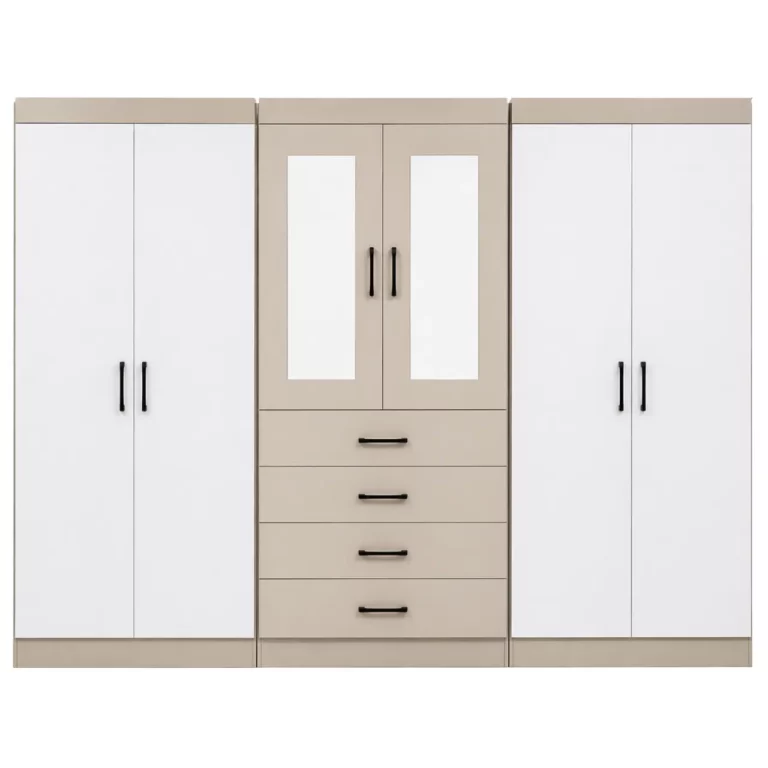 6-Door Mirror Wardrobe with Drawers - MW796