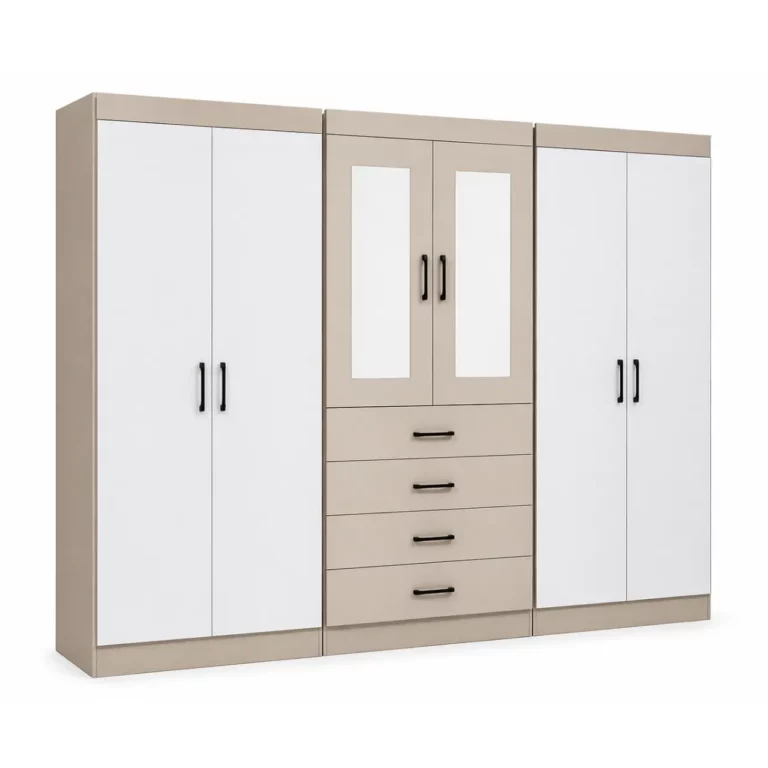 3 PIECE 6 DOOR WARDROBE WITH MIRROR - MW796