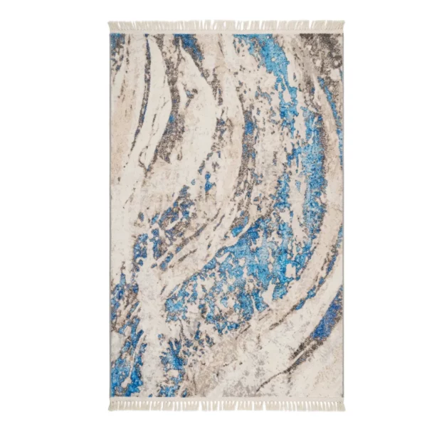 Modern Abstract Blue Marble Printed Rug - CPR2204