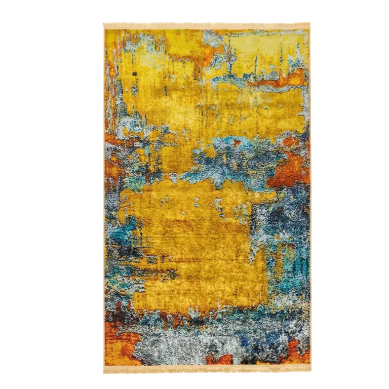 Modern Abstract Ochre Multi-Colour Printed Rug - CPR2206