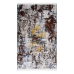 Modern Abstract Rust Blue Printed Rug - CPR2207