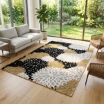 Modern Floral Beige Shaved Carpet - CSR4408