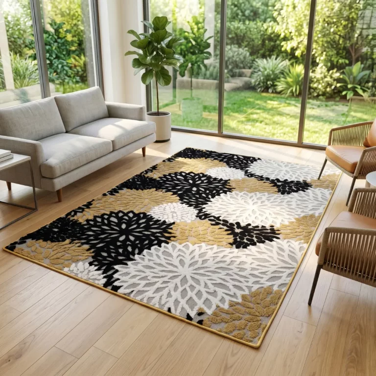 Modern Floral Beige Shaved Carpet - CSR4408