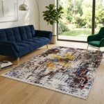  Modern Abstract Rust & Ivory Patterned Printed Rug - CPR2207