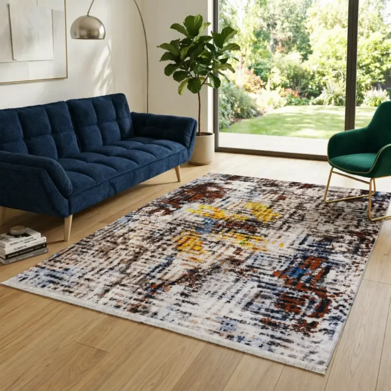  Modern Abstract Rust & Ivory Patterned Printed Rug - CPR2207