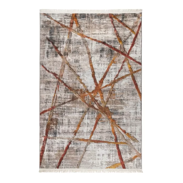 Modern Abstract Rust Line Printed Rug - CPR2208