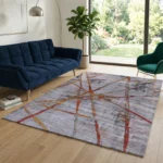 Modern Abstract Rust Line Printed Rug - CPR2208