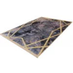 Modern Marble Geometric Grey and Gold Printed Rug - CPR2209
