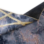 Modern Marble Geometric Grey and Gold Printed Rug - CPR2209