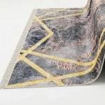 Modern Marble Geometric Grey and Gold Printed Rug - CPR2209