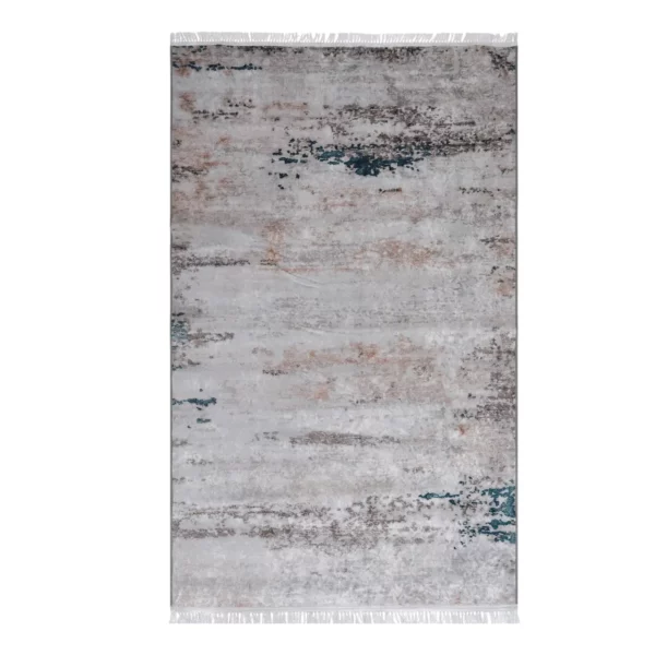 Modern Abstract Ivory Blue Printed Rug - CPR2201