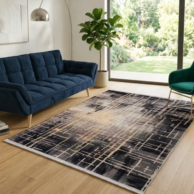 Modern Abstract Midnight Grid Printed Rug- CPR2210