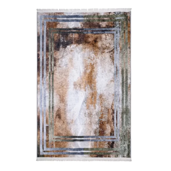 Modern Abstract Framed Earth-Tone Printed Rug - CPR2211