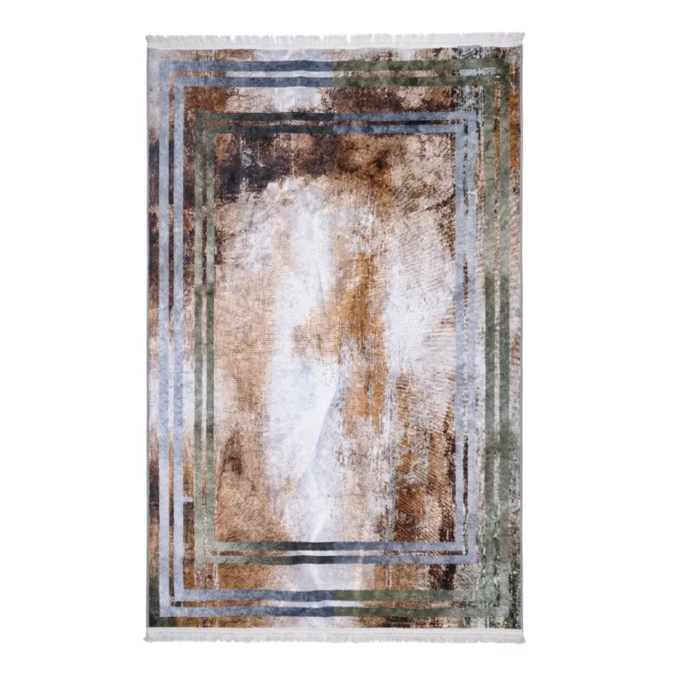 Modern Abstract Framed Earth-Tone Printed Rug - CPR2211