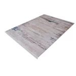 Modern Abstract Ivory Blue Printed Rug - CPR2201