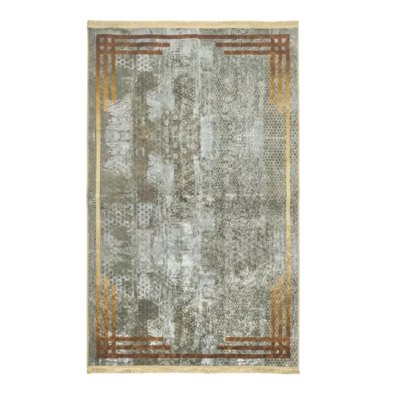 Modern Abstract Gold Border Printed Rug - CPR2214