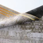 Modern Abstract Gold Border Printed Rug - CPR2214