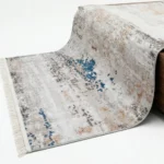 Modern Abstract Ivory Blue Printed Rug - CPR2201